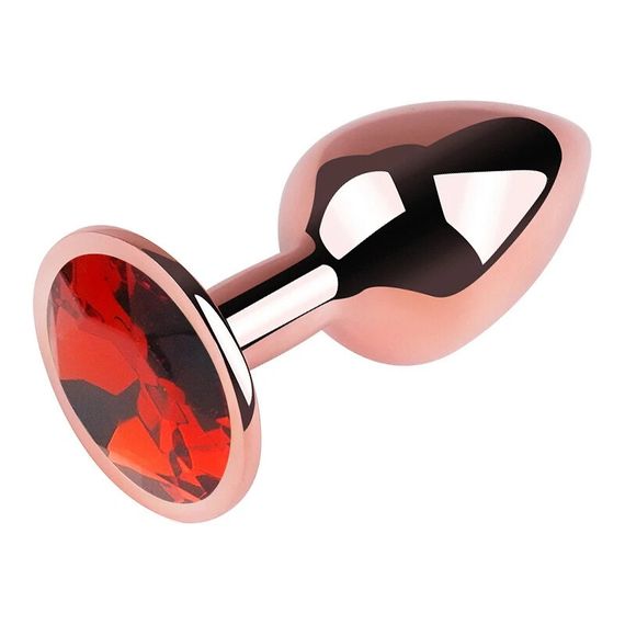Анальна пробка EGZO Rose Gold M з червоним кристалом, виготовлена з нержавіючої сталі Sex Aura | Зображення 2