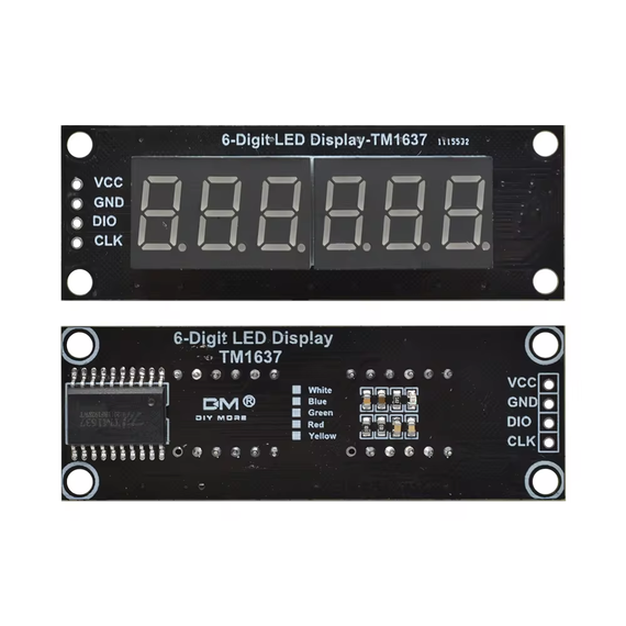 Дисплей светодиодный семисегментный шестиразрядный TM1637 Diymore 0,36" Желтый