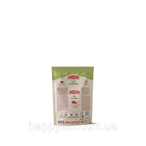 Сухий беззерновий корм для стерилізованих котів Carnilove True Fresh Duck Sterilised з качкою 400 г | Зображення 1
