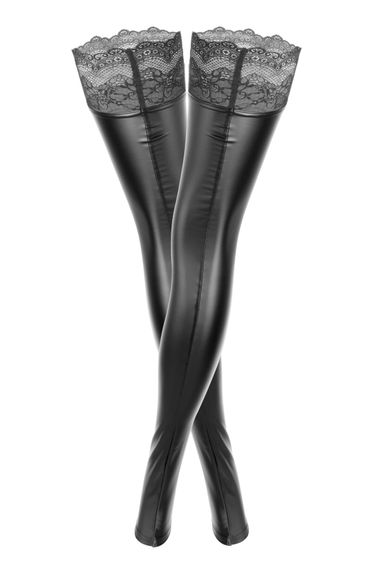 Чулки с мокрым эффектом Noir Handmade F135 Powerwetlook stockings, S, без мисков, Черный, XL | Зображення 3