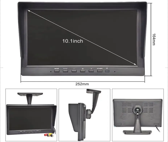 Автомобільний монітор DVR реєстратор 4-х канальний, 10 дюймів, IPS, AHD та аналоговий сигнал, на 4 камери | Зображення 3