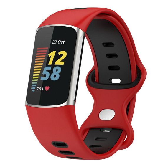Силіконовий ремінець Primolux Sport для фітнес браслета Fitbit Charge 5 / Charge 6 - Red&Black / розмір М | Зображення 2