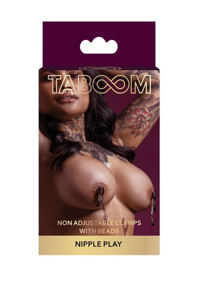 Затискачі-прищіпки на соски Taboom Clamps Beads, нерегульовані, з підвісками Sex Aura