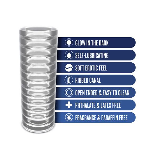 Мастурбатор Rize by Blush - Ribz Glow in the Dark Masturbator - Clear | Зображення 1