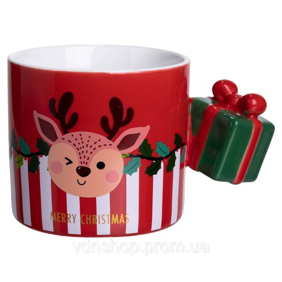 Чашка фарфоровая новогодняя Merry Christmas 400 (мл) Красная Yiwu FM-CS-49R | Зображення 5