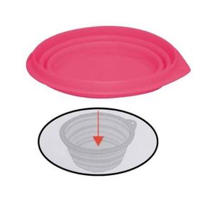 Миска складна силіконова для домашніх тварин 12.5*12.5*5,5см Рожева