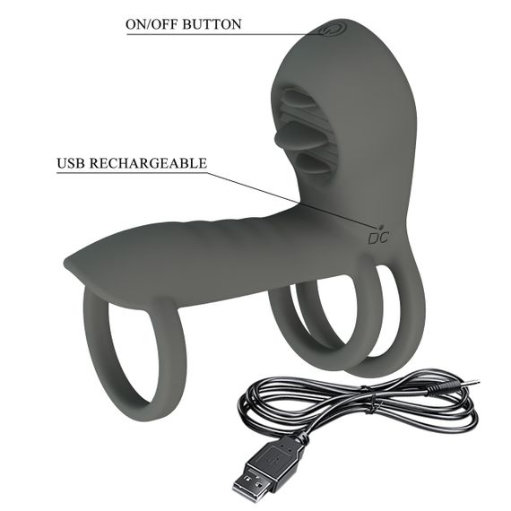 Насадка с вибрацией Pretty Love - MASTER RING GRAY, BI-040135-1 sexstyle | Зображення 9
