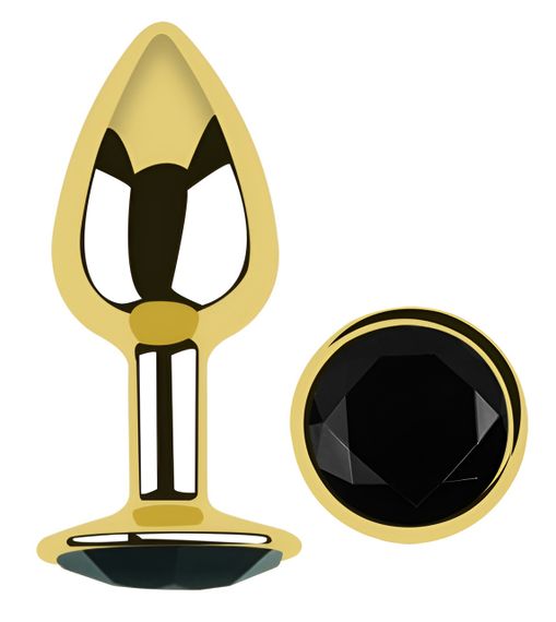 Анальна пробка з кристалом EGZO - Gold Round Plug Black size S Sex Aura | Зображення 1
