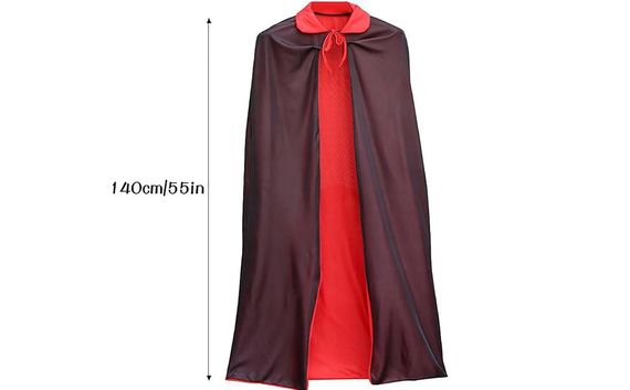 Плащ накидка вампіра 140 см, мантія Дракули двухстороння червона чорна з коміром для образу для Хелловіну карнавалу вечірок | Зображення 3