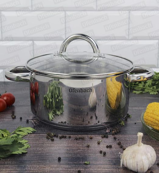 Каструля індукційна Ofenbach Casserole із нержавіючої сталі 3л зі скляною кришкою | Зображення 6