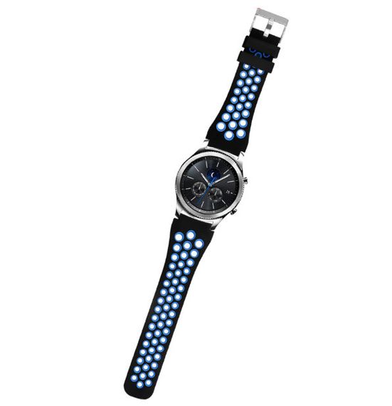 Спортивний ремінець з перфорацією Primo для годинника Samsung Gear S3 Classic SM-R770 / Frontier RM-760 Black&Blue | Зображення 1