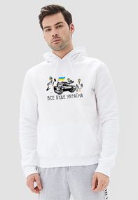 Худі чоловіче біле з принтом "Все буде Україна", 2XL