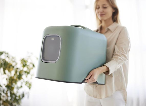 Туалет-будиночок для котів Rotho Biala 40052, закритий, з дверцятами та фільтром, м'ятний | Зображення 5