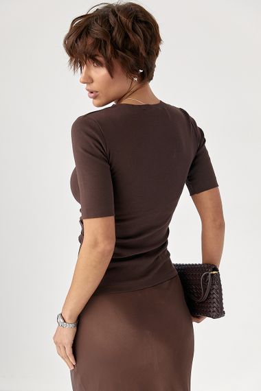 Трикотажна однотонна американка - темно-коричневий цвет, XL (є розміри) | Зображення 1