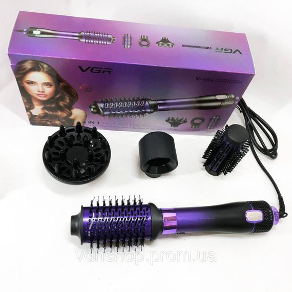 Фен звичайний для укладання волосся VGR, Функціональна щітка для сушіння Фен-гребінець сушіння KL-16 | Зображення 4