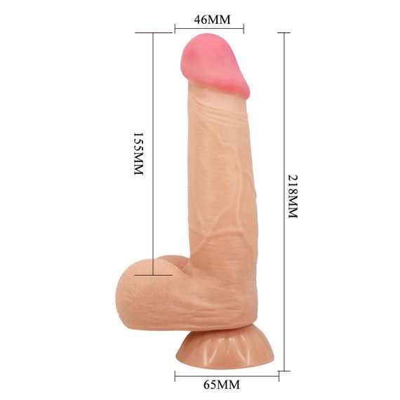 Вибратор на присоске с хребтом Pretty Love Cass с подвижной кожей, телесный, 21.8 х 4.6 см sexstyle | Зображення 6