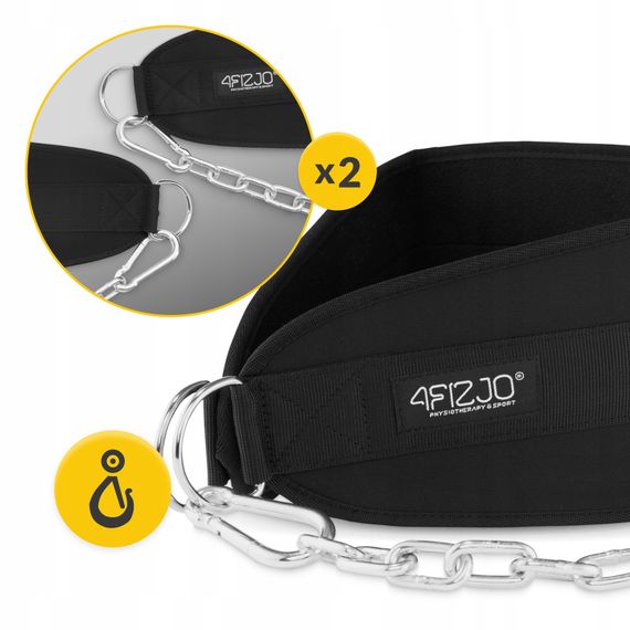 Пояс атлетичний для обтяження 4FIZJO Dip Belt 100 см Black (P-5905973402262) | Зображення 1