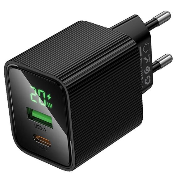 СЗУ Hoco CS83A Excellent with digital display PD20W+QC3.0 (1USB-A/1C) Black | Зображення 3