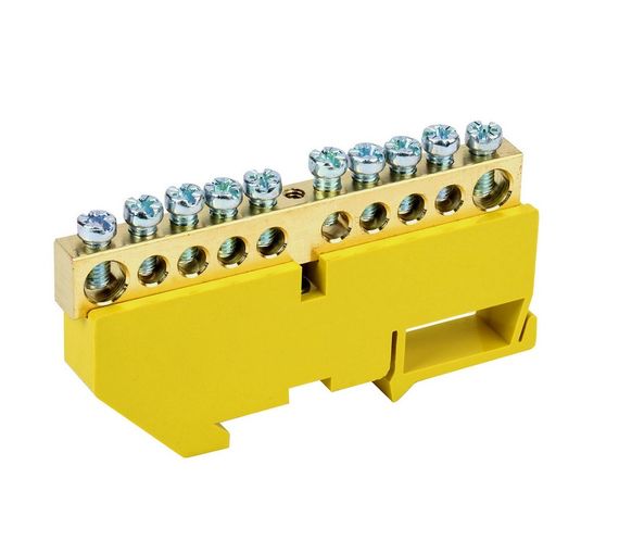 Шина изолированная «N/PE» на DIN-рейку ШЛІ8х12-10 жовтий Ny95503135