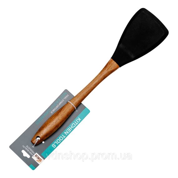 Лопатка силіконова кухонна для сковороди 33 (см) лопатка з силікону для кухні з дерев'яною ручкою HP-8-56 | Зображення 3