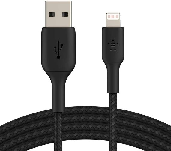 Кабель Belkin USB-A - Lightning, BRAIDED, 1m, black (CAA002BT1MBK)