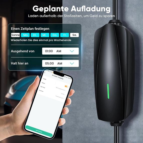 Зарядка для электромобиля Type 2 3.6 кВт, 6 м 8-16A с Wi-Fi Bluetooth с отложенным запуском, зарядная станция | Зображення 5