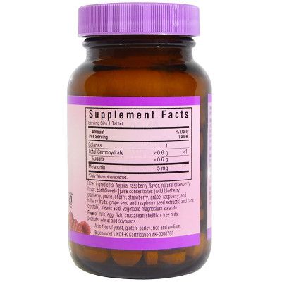 Аминокислота Bluebonnet Nutrition Мелатонин 5мг, Вкус Малины, Earth Sweet Chewables, 120 жев. (BLB-00997) | Зображення 1