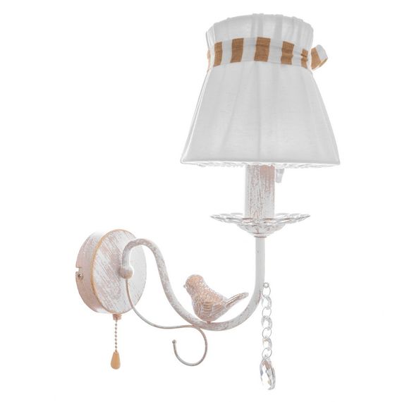 Бра настенное накладное прованс с абажуром BKL-660W/1 E14 WH/G