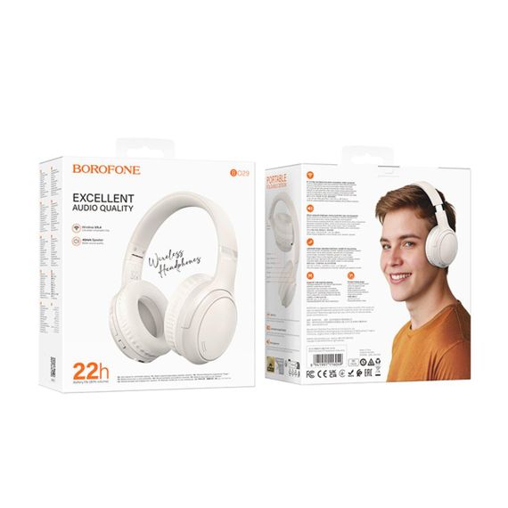 Бездротові навушники BOROFONE BO29 Fascinador BT headphones Milky white | Зображення 1