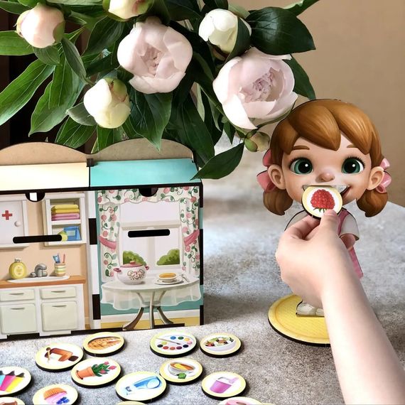 Дерев'яна настільна гра "Їстівне-неїстівне" Ubumblebees (ПСФ091) PSF091 сортер-комодик | Зображення 1