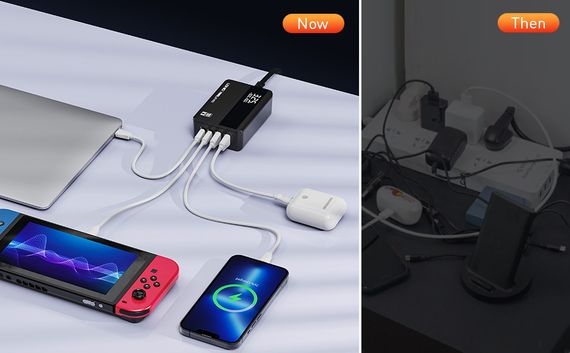 LDNIO A4809C: Універсальний зарядний пристрій 100 Вт з 4 портами (2x USB-C, 2x USB-A) та LED-дисплеєм | Зображення 5
