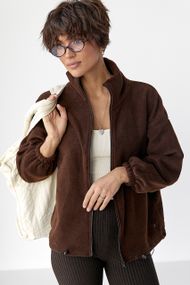 Флісова кофта на блискавці - коричневий цвет, 36р (є розміри)