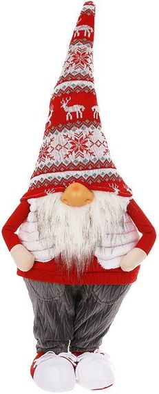 Іграшка м'яка "Гном у сірих штанах та в новорічному ковпаку" 68см