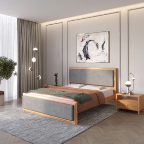 Двоспальне дерев'яне ліжко Mebigrand Барселона Б4 Вільха/Аляска 93 (Сірий) 180х190 см (MBG-13918)