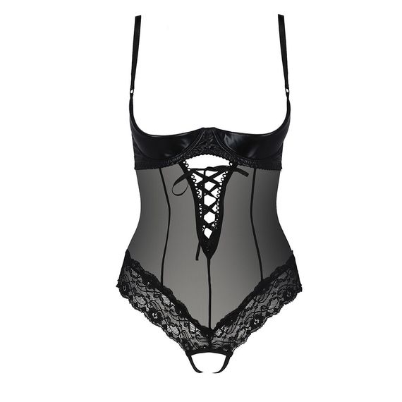 Боді з відкритими грудьми Passion Exclusive NORTH BODY L/XL, black | Зображення 2