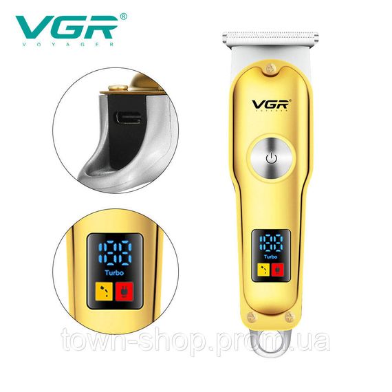 Триммер для волос и бороды VGR V-290 LED Display 3 насадки, машинка для стрижки волос домашняя | Зображення 3