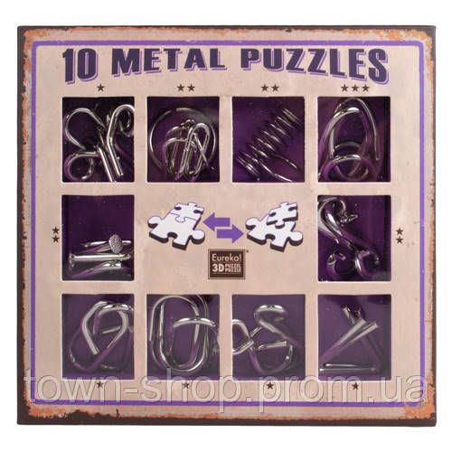 Набор головоломок Metall Puzzles violet Eureka 3D Puzzle 473359, 10 головоломок | Зображення 2