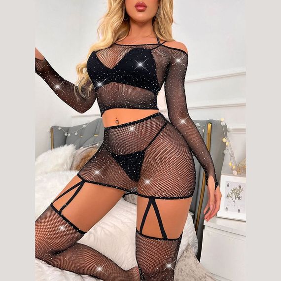 Еротичний комплект Babydoll 48 Чорний 9140 | Зображення 7