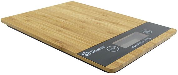 Ваги кухонні електронні Domotec MS-A Wood із сенсорним дисплеєм та платформою з дерева, до 5 кг | Зображення 1