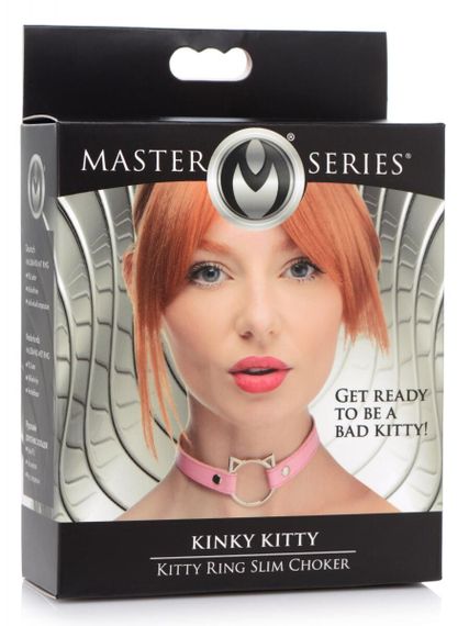 Чокер Master Series Kinky Kitty Ring Slim Choker - Pink | Зображення 3