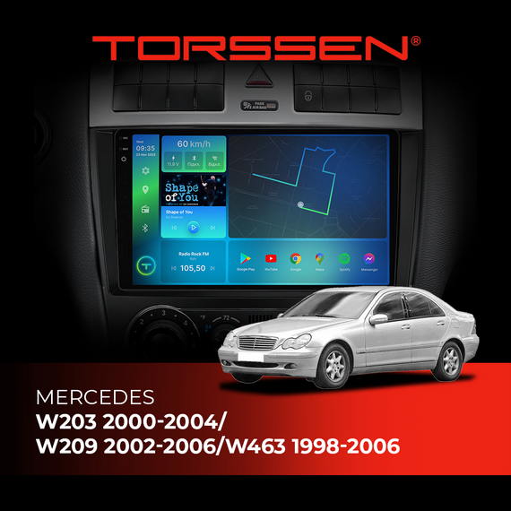Штатна магнітола Torssen 2K Mercedes W203 00-04/W209 02-06/W463 98-06 F96128 4G Carplay DSP