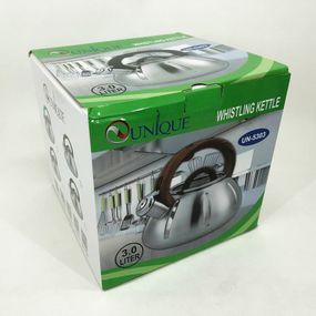 Чайник со свистком Unique UN-5303 кухонный на 3 литра, чайник для газовой плитки. JS-875 Цвет: коричневый