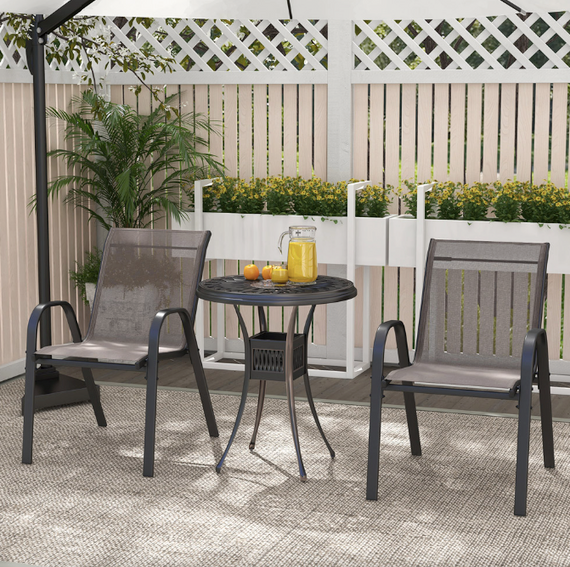 Комплект садових стільців Costway Patio з підлокітниками сірий | Зображення 2