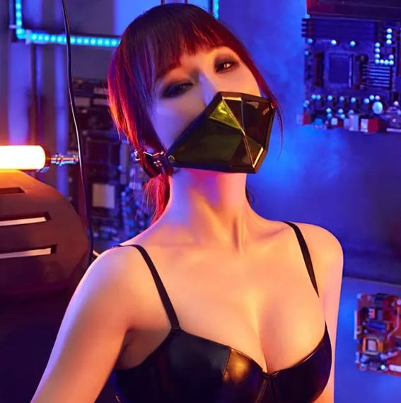 Маска кляп кіберпанк золотиста Lockink | Зображення 4