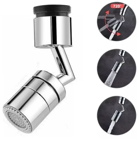 Насадка на кран Water для змішувача Металевий аератор поворотна головка на 720 градусів з 2 режимами вигнутий обертовий | Зображення 1