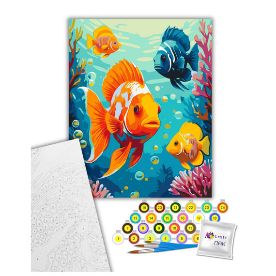 Картина по номерам "Яркие рыбки" Art Craft 11694-AC 40х50 см | Зображення 1