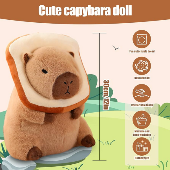 Іграшка-подушка Капібара хліб 29,8 см з екологічного плюшу з безпечним наповнювачем для дітей | Зображення 4