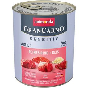 Вологий корм для дорослих собак Animonda GranCarno Sensitiv Adult яловичина та рис 800 г (4017721824484)