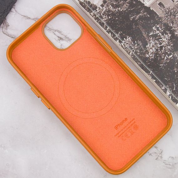 Кожаный чехол Leather Case (AAA) with MagSafe and Animation для Apple iPhone 13 (6.1") | Зображення 5