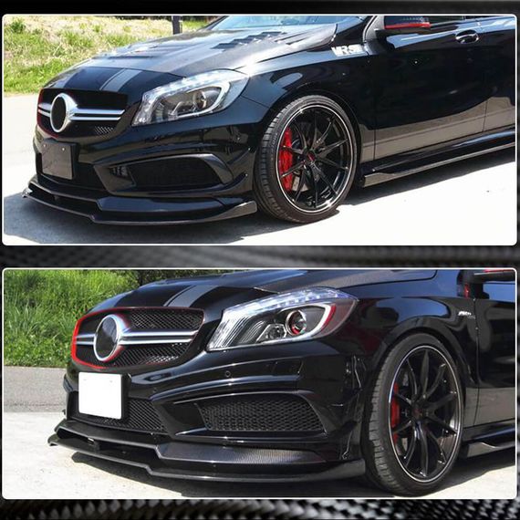 Передний спойлер Lip V2 (для AMG-Line / A45 AMG HB 2013-2015, Карбон) для Mercedes A-сlass W176 | Зображення 2
